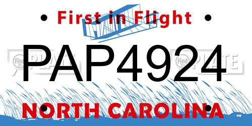 PAP4924 North Carolina License Plate