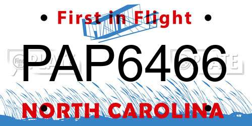 PAP6466 North Carolina License Plate