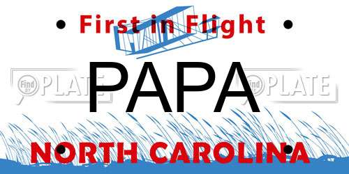 PAPA North Carolina License Plate
