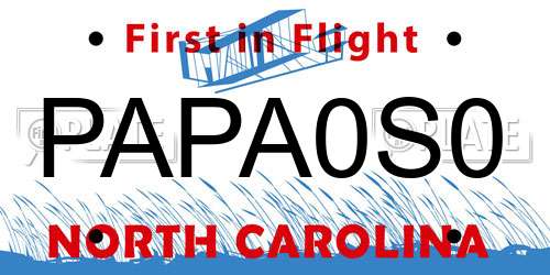 PAPA0S0 North Carolina License Plate
