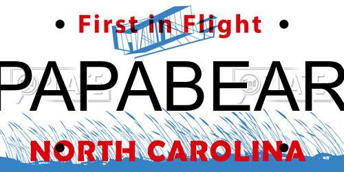 PAPABEAR North Carolina License Plate