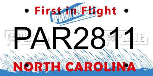 PAR2811 North Carolina License Plate