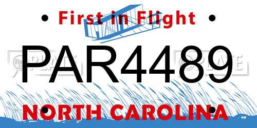 PAR4489 North Carolina License Plate