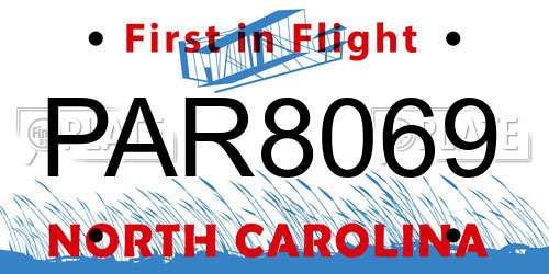 PAR8069 North Carolina License Plate