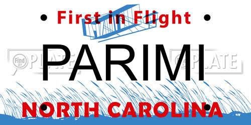 PARIMI North Carolina License Plate