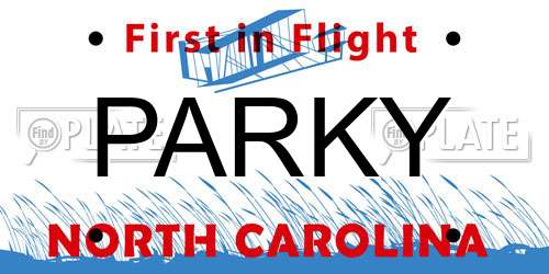 PARKY North Carolina License Plate