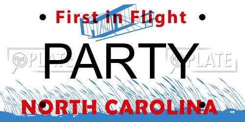 PARTY North Carolina License Plate