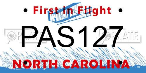 PAS127 North Carolina License Plate