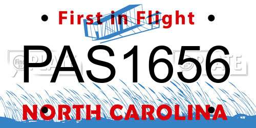 PAS1656 North Carolina License Plate