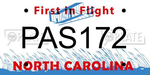 PAS172 North Carolina License Plate