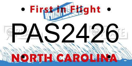 PAS2426 North Carolina License Plate