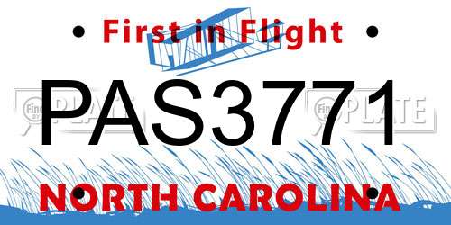 PAS3771 North Carolina License Plate