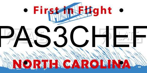 PAS3CHEF North Carolina License Plate