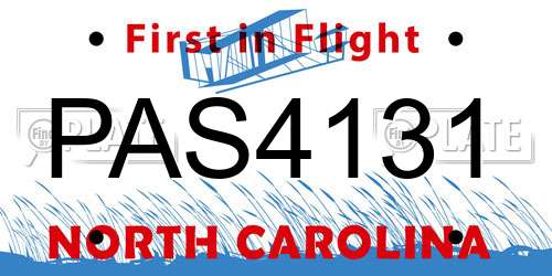 PAS4131 North Carolina License Plate