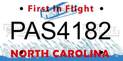 PAS4182 North Carolina License Plate