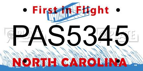 PAS5345 North Carolina License Plate