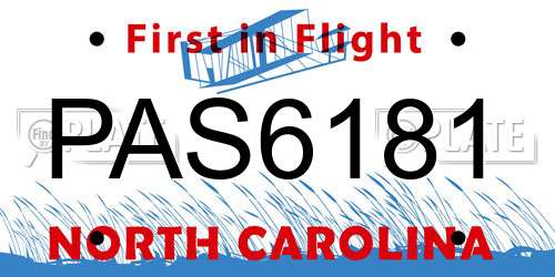 PAS6181 North Carolina License Plate