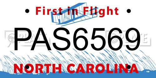 PAS6569 North Carolina License Plate