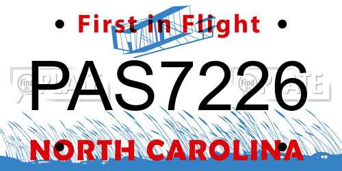 PAS7226 North Carolina License Plate