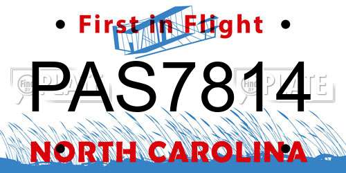 PAS7814 North Carolina License Plate