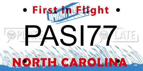 PASI77 North Carolina License Plate