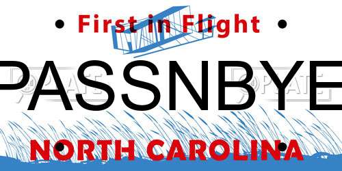 PASSNBYE North Carolina License Plate