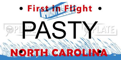 PASTY North Carolina License Plate