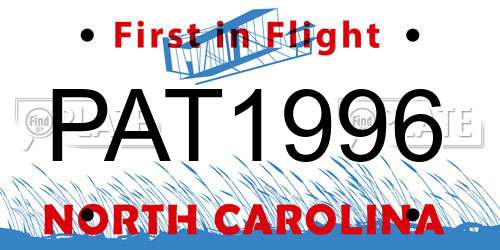 PAT1996 North Carolina License Plate