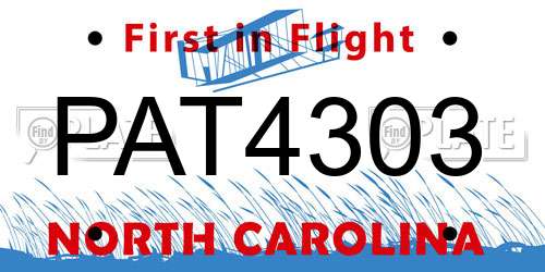PAT4303 North Carolina License Plate