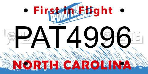 PAT4996 North Carolina License Plate
