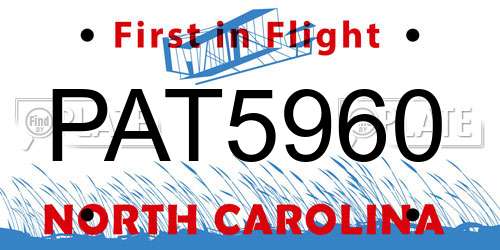PAT5960 North Carolina License Plate
