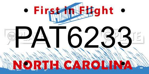 PAT6233 North Carolina License Plate