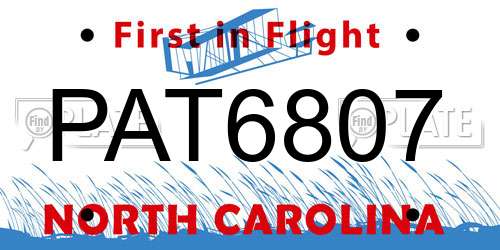 PAT6807 North Carolina License Plate