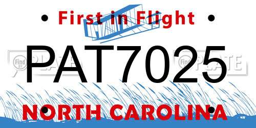 PAT7025 North Carolina License Plate