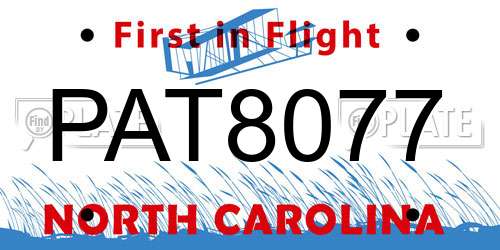 PAT8077 North Carolina License Plate