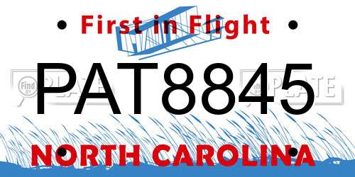 PAT8845 North Carolina License Plate
