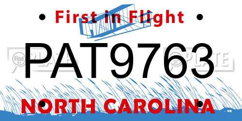 PAT9763 North Carolina License Plate