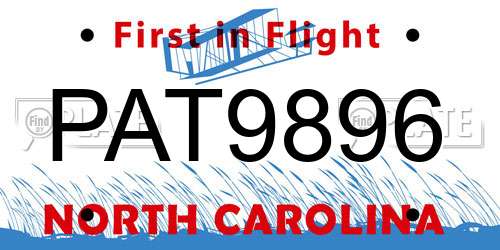 PAT9896 North Carolina License Plate