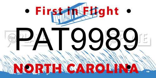 PAT9989 North Carolina License Plate