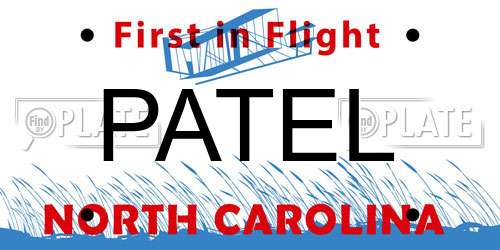 PATEL North Carolina License Plate