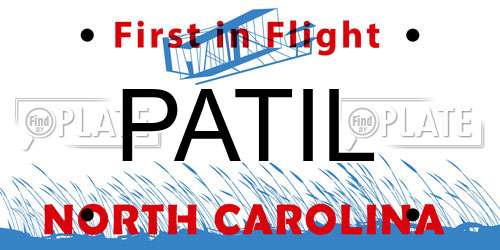 PATIL North Carolina License Plate