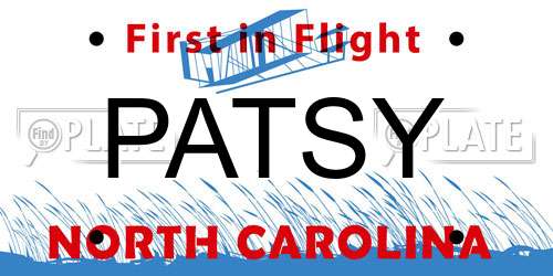 PATSY North Carolina License Plate