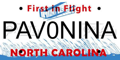 PAV0NINA North Carolina License Plate