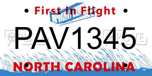 PAV1345 North Carolina License Plate