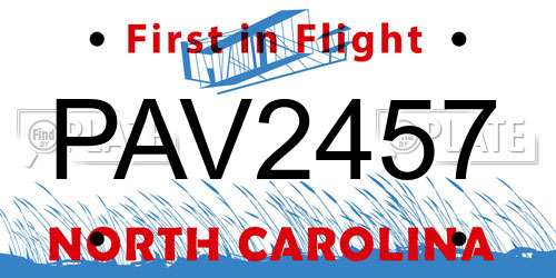 PAV2457 North Carolina License Plate