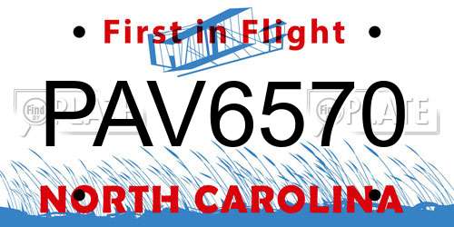 PAV6570 North Carolina License Plate