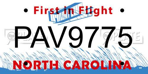 PAV9775 North Carolina License Plate