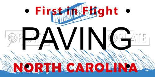 PAVING North Carolina License Plate