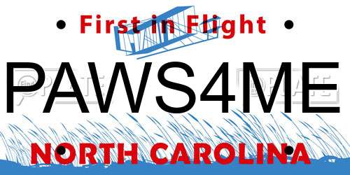 PAWS4ME North Carolina License Plate