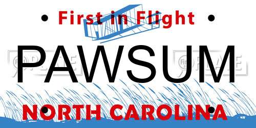 PAWSUM North Carolina License Plate